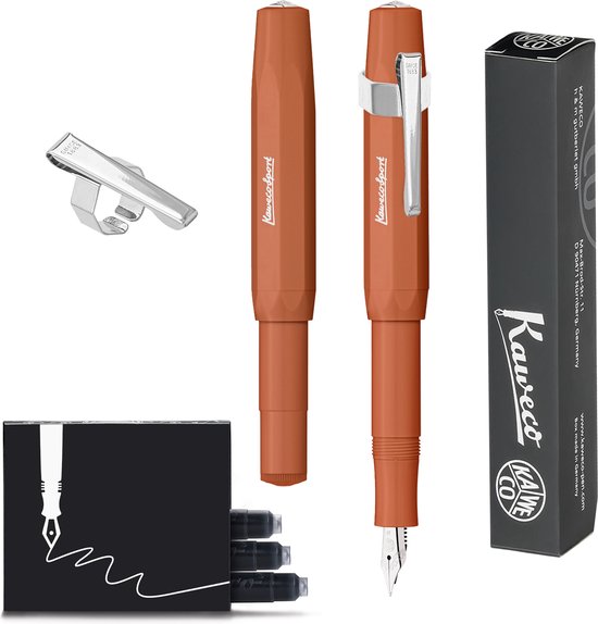 Kaweco - Vulpen Sport Skyline FOX Fountain Pen - Breed - Oktogonal Clip Chrome - doosje vullingen