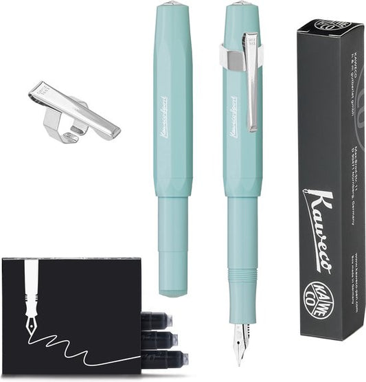 Kaweco - Vulpen Sport Skyline Mint Fountain Pen - Fine - Oktogonal Clip Chrome -  doosje vullingen