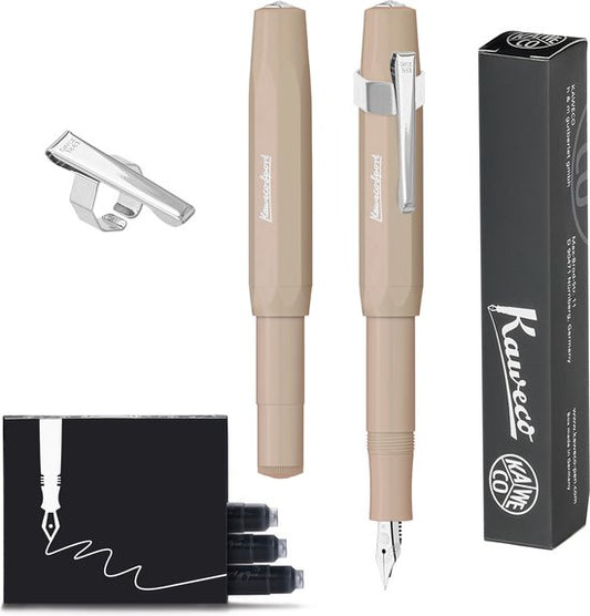 Kaweco - Vulpen Sport Skyline Macchiato Fountain Pen - Fine - Oktogonal Clip Chrome - doosje vullingen