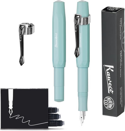 Kaweco - Vulpen (3delig) - Vulpen Sport Skyline Mint Fountain Pen - Extra Fine - Nostalgic Octagonal Clip Chrome -  doosje vullingen
