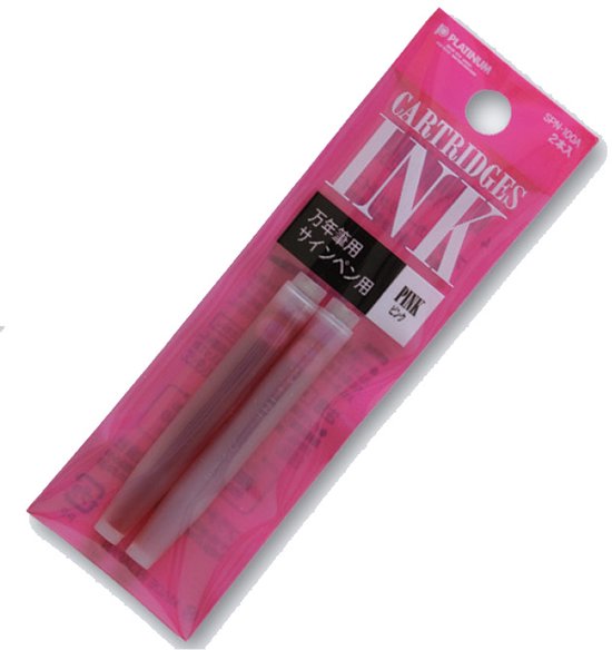 Platinum Japan - Plaisir Fountain Pen - FIJN - Vulpen - Zwart - penpunt: fijn 03 - Met extra navullingen Roze