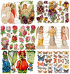 Poëzieplaatjes - 6 vellen - plaatjes - hobby - creatief - decoupage - knutselen - scrapboek - met ENGELEN - ROZEN - VIOOLTJES - VLINDERS- BLOEMEN