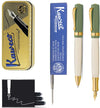Kaweco - set - Vulpen en Balpen - Student 60's Swing - Groen in vintage blikje - doosje G2 Blauwe balpenvulling - doosje vulpeninkt