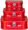 Kofferset - 3delig - 16-20-25 cm, rood, handvat rood