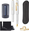 Kaweco - Cadeauset - 5delig - Vulpen Extra Fine (EF) - Sport Classic Wit - 8 Shape Clip Gold - etui Leer Zwart - Twister patronen - Doosje vullingen