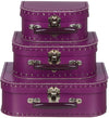 Kofferset - 3 koffers - 16-20-25cm - Paars - Handvat donker paars - Decoratie - Kartonnen koffer - Logeerkoffer - Speelkoffer - Poppenkoffer- Opbergen - Cadeau