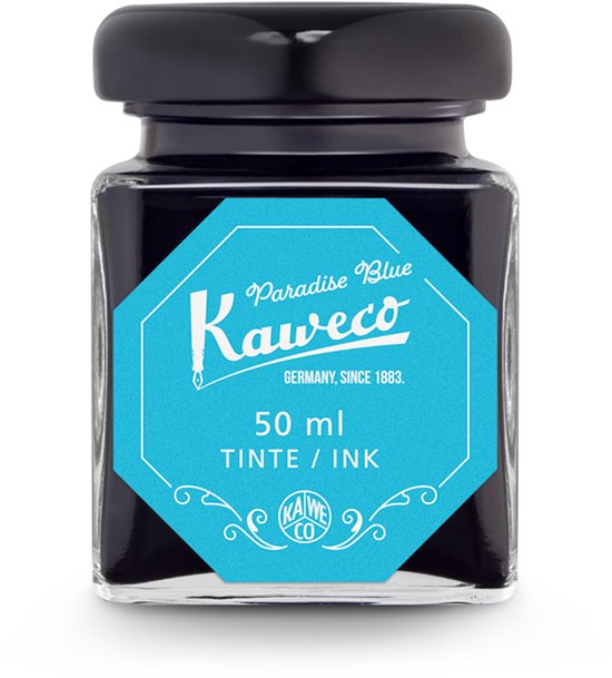 Kaweco - Ink bottle en Mini Converter inklapbaar - Paradise Blue - potje vulpeninkt - Turkoise originele Kaweco-inkt in 50 ml glas