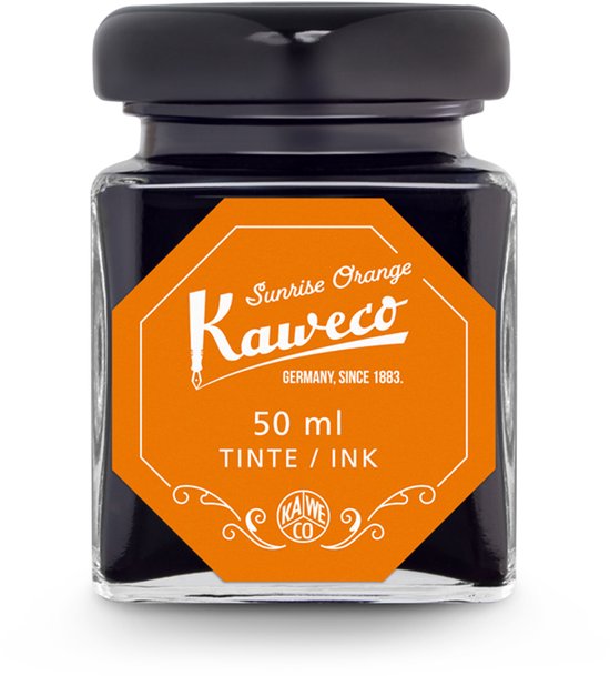 Kaweco - Ink bottle en Standaard Converter - Sunrise Orange - potje vulpeninkt - oranje originele Kaweco-inkt in 50 ml glas - Converter met oranje achterkant