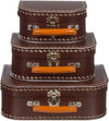 Kofferset -  3delig - 16-20-25 cm - Bruin - Decoratie - Kartonnen koffer - Logeerkoffer - Speelkoffer - Poppenkoffer- Opbergen - Cadeau