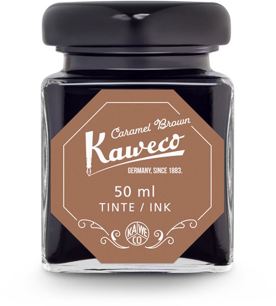 Kaweco - Ink bottle en Mini Converter inklapbaar - Caramel Brown - potje vulpeninkt - Bruine originele Kaweco-inkt in 50 ml glas