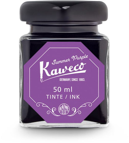 Kaweco - Ink bottle en Standaard Converter - Summer Purple - potje vulpeninkt - Paarse originele Kaweco-inkt in 50 ml glas - Converter met paarse achterkant - doosje 10 patronen