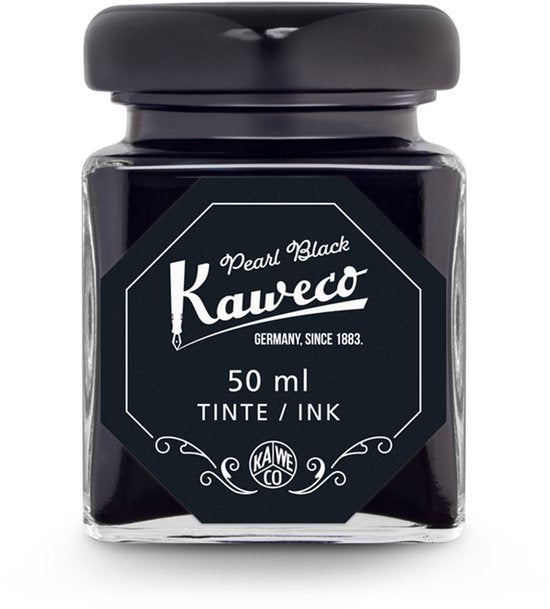 Kaweco - Ink bottle en Standaard Converter - Pearl Black - potje vulpeninkt - Zwarte originele Kaweco-inkt in 50 ml glas - Converter met zwarte achterkant - doosje 10 patronen