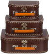 Kofferset - 3delig - 16-20-25 cm - Bruin - Decoratie - Kartonnen koffer - Logeerkoffer - Speelkoffer - Poppenkoffer- Opbergen - Cadeau