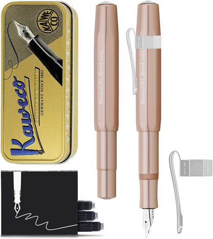 Kaweco Cadeauset - Vulpen - Nostalgic Octagonal Clip CHROME - ALUMINIUM SPORT - Sport Aluminium Rose Gold - EXTRA FINE - Vintage blikje - Extra Doosje Vullingen