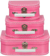 Kofferset - 3delig - 16-20-25 cm - Roze - Decoratie - Kartonnen koffer - Logeerkoffer - Speelkoffer - Poppenkoffer- Opbergen - Cadeau