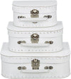 Kofferset - 3 koffers - 16-20-25cm - Decoratie - Kartonnen koffer - Logeerkoffer - Speelkoffer - Poppenkoffer- Opbergen - Vertelkoffer - Cadeau - Kraamkado - Wit