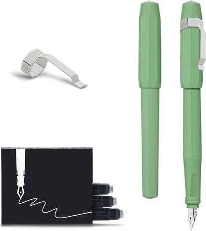 Kaweco - Vulpen met Clip - Jungle Green - Lichtgroen - Medium - Doosje vullingen