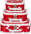 Kofferset - 3 koffers - 16-20-25cm - Rood witte polkadot - Handvat wit - Retro Vintage look