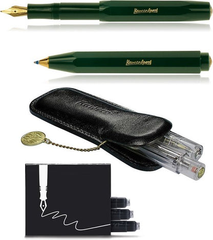 Kaweco - Cadeau - pennenset- (4delig) - Etui - Vulpen Fine  - Balpen - Groen - Inktpatronen