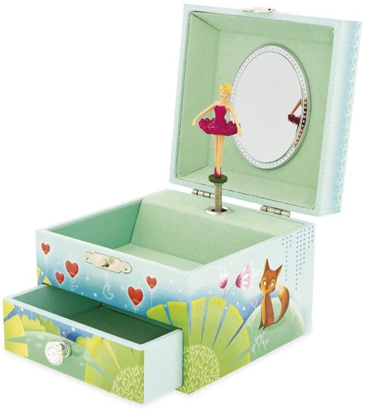 Ulysee Muziekdoos Hey Jude - Sieradenkistje - 1 lade - rode ballerina - kistje 12x11x8,5 cm