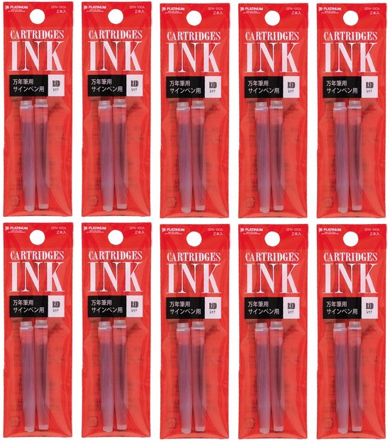 Platinum - Vulpeninkt - 10 zakjes van 2 patronen - Rood