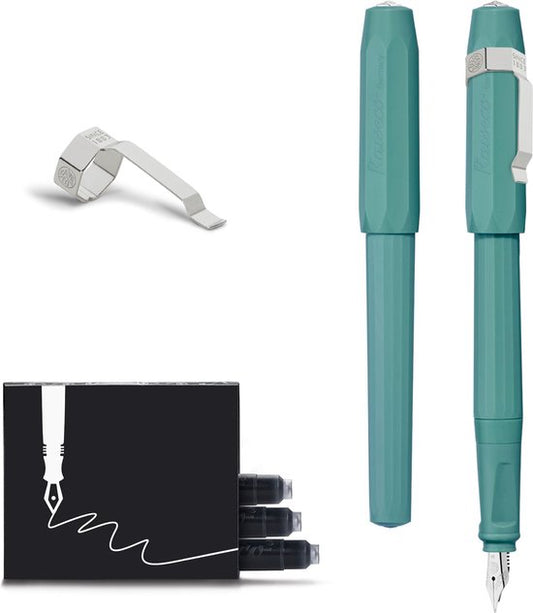 Kaweco - Vulpen met Clip - Perkeo Breezy Teal - Groen - Medium - Doosje vullingen