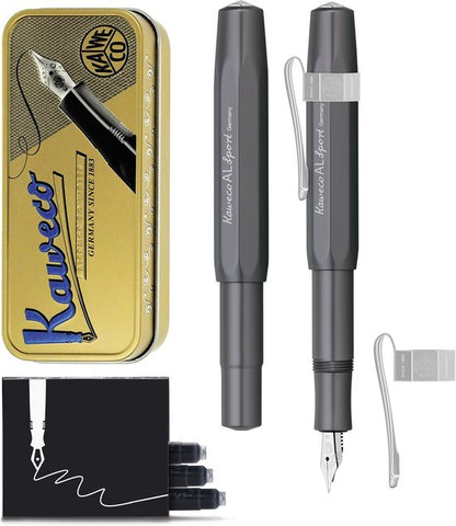 Kaweco Cadeauset - Vulpen - Nostalgic Octagonal Clip CHROME - ALUMINIUM SPORT - Sport Aluminium Grey (MAT) - EXTRA BREED - Vintage blikje - Extra Doosje Vullingen