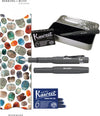 Kaweco Cadeauset (6 delig) Blikje, Vulpen grey M, Clip, Boekenlegger Scarabee, 2 doosjes vullingen