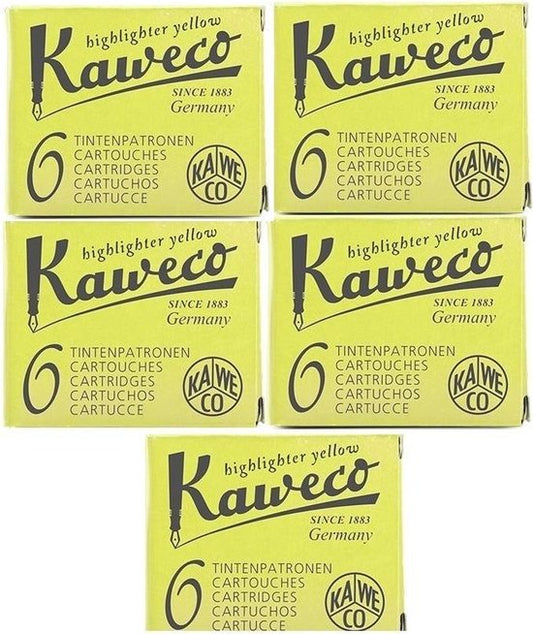 Kaweco Vulpen vullingen 5 doosjes Geel, Highlighter Yellow,