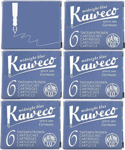 Kaweco Vulpen vullingen Midnight Blue, Blauw-Zwart, 6 doosjes