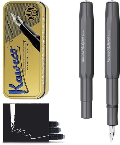 Kaweco - Fountain Pen - Sport Aluminium Grey - Extra Fine - Met extra doosje inktpatronen