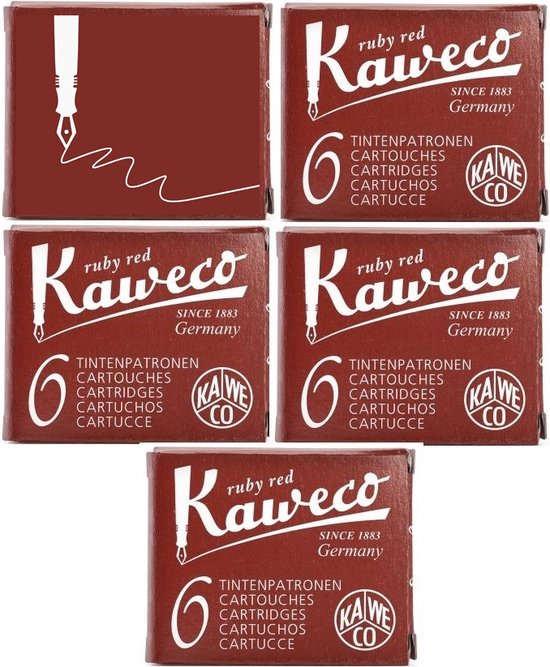 Kaweco Vulpen vullingen 5 doosjes Rood, Ruby Red