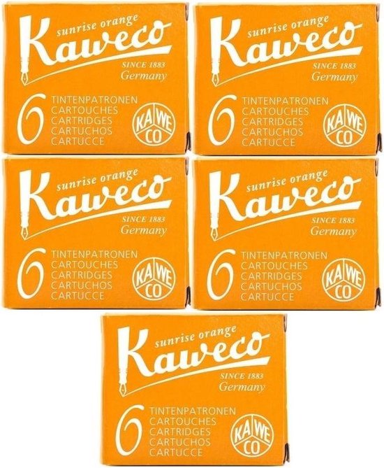 Kaweco Vulpen vullingen 5 doosjes Oranje, Sunrise Orange