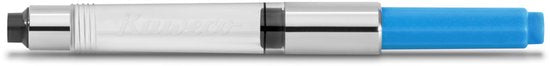 Kaweco - Ink bottle en Standaard Converter - Paradise Blue - potje vulpeninkt - Turkoise originele Kaweco-inkt in 50 ml glas - Converter met turkoise achterkant - doosje 10 patronen