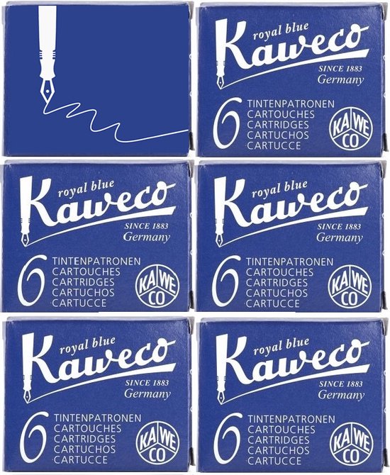 Kaweco Vulpen vullingen Blauw, Royal Blue, 6 doosjes