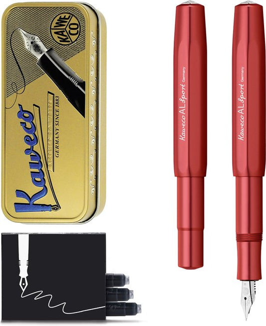 Kaweco Cadeauset - Vulpen - ALUMINIUM SPORT - RED - Fine - Vintage blikje - Extra Doosje Vullingen