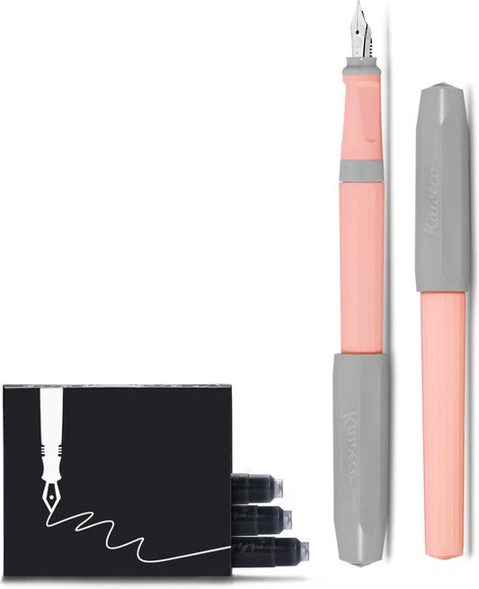 Kaweco - Vulpen - Perkeo Cotton Candy Grey Pink - Roze/Grijs - Medium - Doosje vullingen