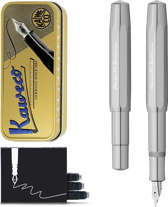 Kaweco Cadeauset - Vulpen - ALUMINIUM SPORT -Sport Aluminium Raw Polish - Fine - Vintage blikje - Extra Doosje Vullingen