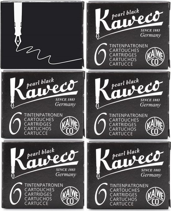 Kaweco Vulpen vullingen Zwart, Pearl Black, 6 doosjes
