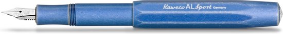 Kaweco Cadeauset - 1 Vulpen - Nostalgic Octagonal Clip CHROME - ALUMINIUM SPORT - Sport Aluminium "Stone Washed" Blue - Breed - Vintage blikje - Extra Doosje Vullingen