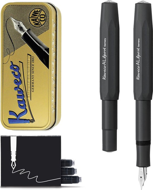 Kaweco Cadeauset - Vulpen - ALUMINIUM SPORT - Sport Aluminium Black - Breed - Vintage blikje - Extra Doosje Vullingen