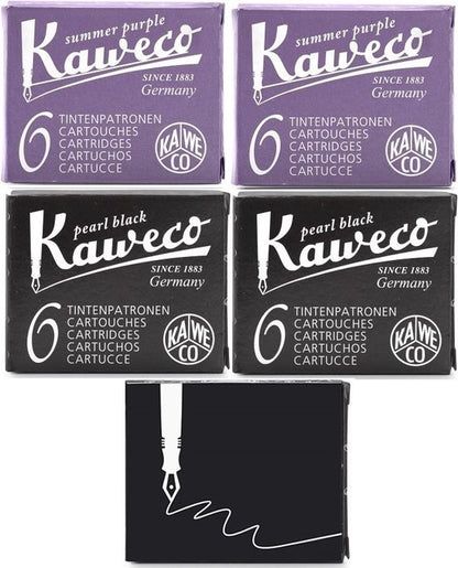 Kaweco Vulpen vullingen 5 doosjes, 3x Zwart, 2x Paars