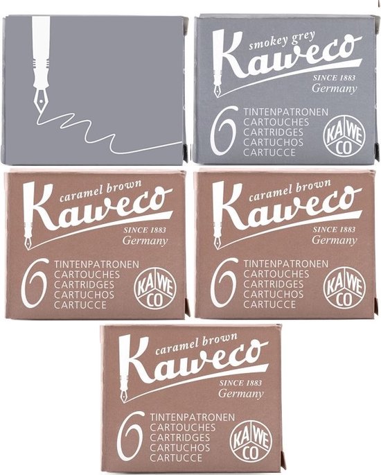 Kaweco Vulpen vullingen 5 doosjes, 3x Bruin, 2x Grijs