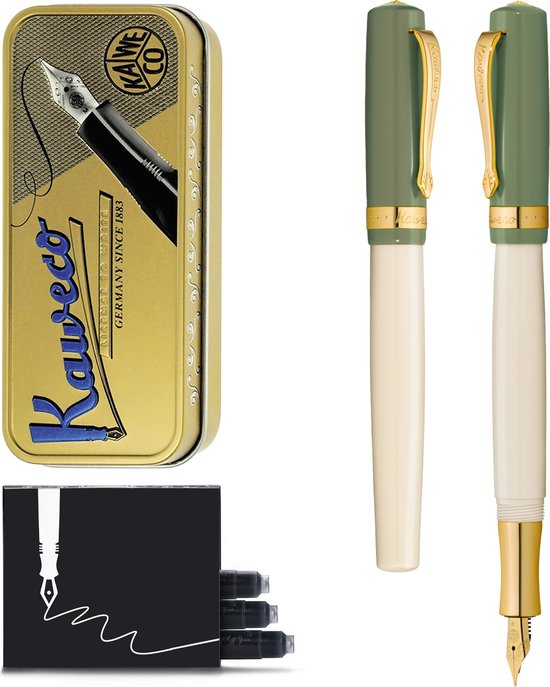 Kaweco - Vulpen - Kaweco STUDENT Fountain Pen 60's Swing - Groen Ivory - Met extra doosje vullingen - Fine