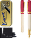 Kaweco - Vulpen - Kaweco STUDENT Fountain Pen 30’s Blues - Rood Ivory - Met extra doosje vullingen - Extra Breed