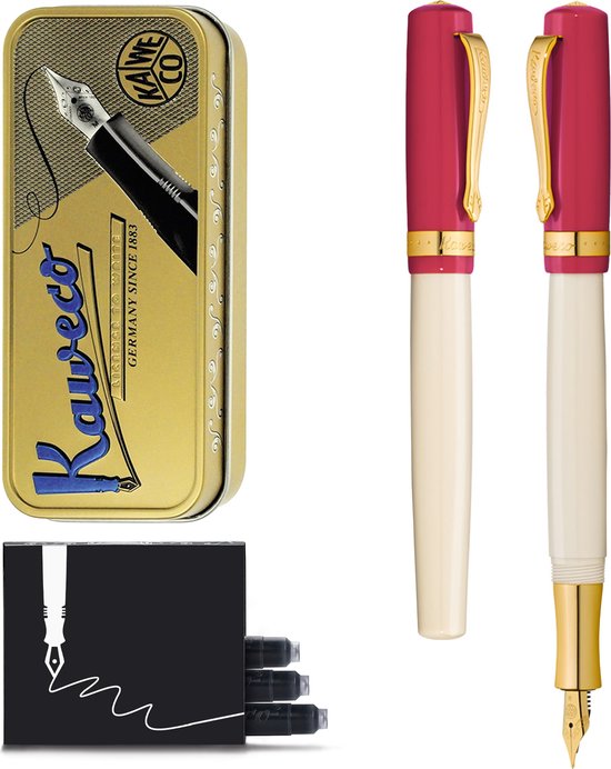 Kaweco - Vulpen - Kaweco STUDENT Fountain Pen 30’s Blues - Rood Ivory - Met extra doosje vullingen - Extra Breed