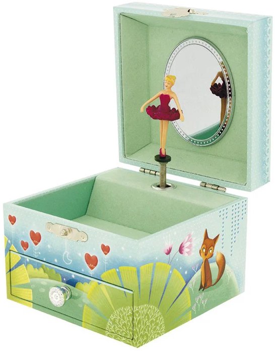 Ulysee Muziekdoos Hey Jude - Sieradenkistje - 1 lade - rode ballerina - kistje 12x11x8,5 cm