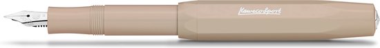 Kaweco - Vulpenset - 4delig - Vulpen Sport Skyline Macchiato Fountain Pen - Extra Fine - Nostalgic Octagonal Clip Chrome - Doosje zwarte vullingen - Bekking & Blitz Boekenlegger -nr12