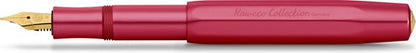 Kaweco - Cadeauset - 4delig - Kaweco AL Sport COLLECTION Fountain Pen RUBY RED Vulpen Breed - Nostalgic Octagonal Clip Gold Plated - Zwart Vintage blikje - Doosje Royal Blue - Doosje zwarte Vullingen