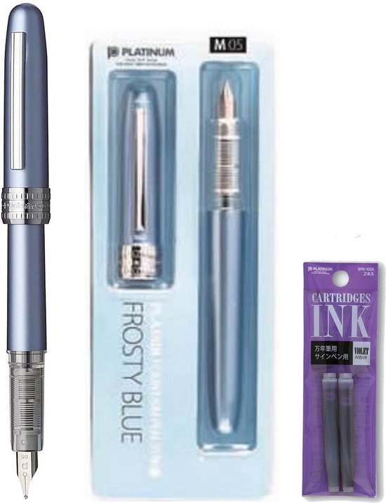 Platinum Japan - Plaisir Fountain Pen - Medium - Vulpen - FrostyBlue - penpunt: Medium 05 - Met extra vullingen Paars